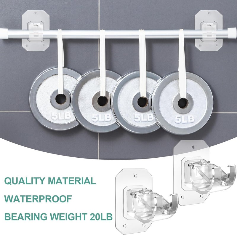 Codoule 8PCS Upgraded No Drill Curtain Rod Brackets - No Drilling, Self Adhesive, Nail Free, Adjustable Curtain Hangers for Poles 0.621.57 Inch - Image 5